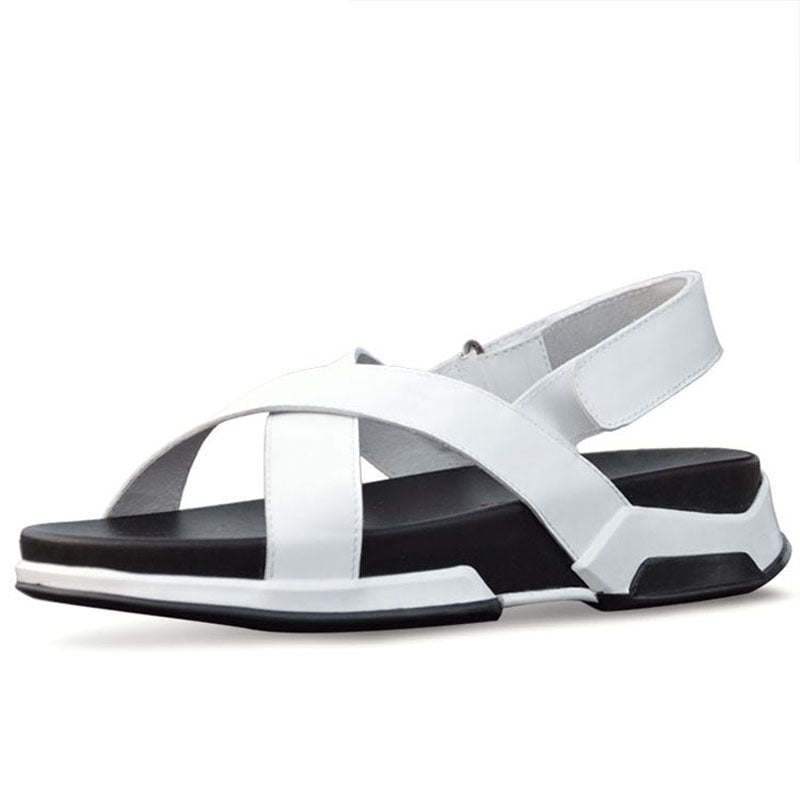 Korean Casual Men's Sandals Genuine Leather Elevator Beach (Available)