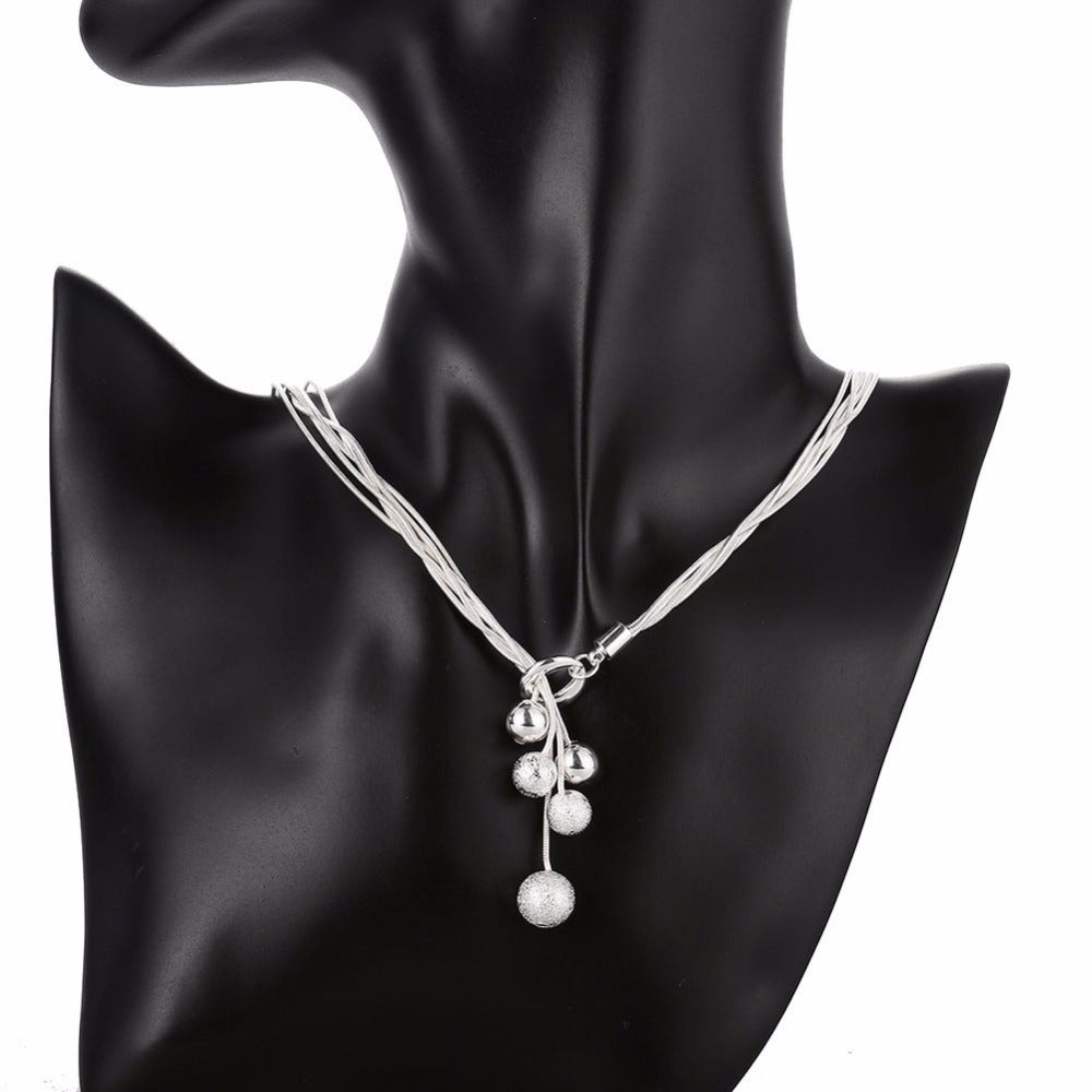 Five Thread Bead Necklace Bracelet Earring Set