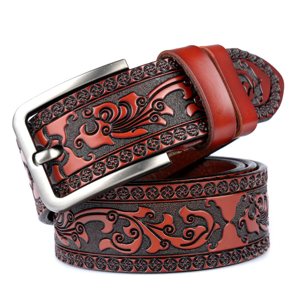 Carved Craft Men's Belt Fashion Cattlehide Leather Pant Belt   (Available)