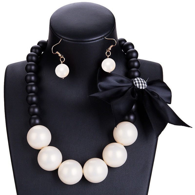 Bowknot Resin Necklace Set