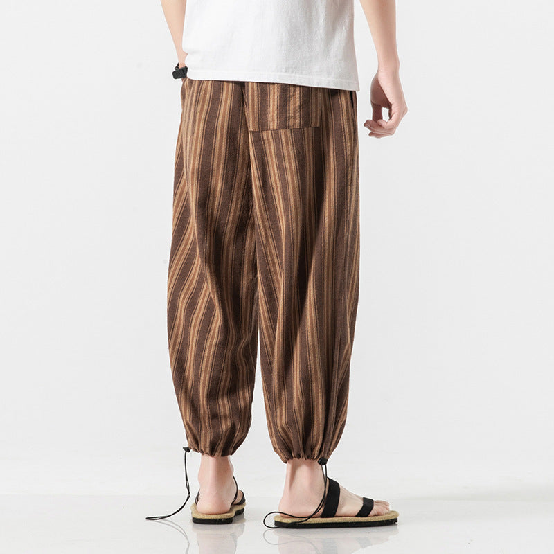Linen Cropped Trousers Striped Cotton Linen Trousers (Available)