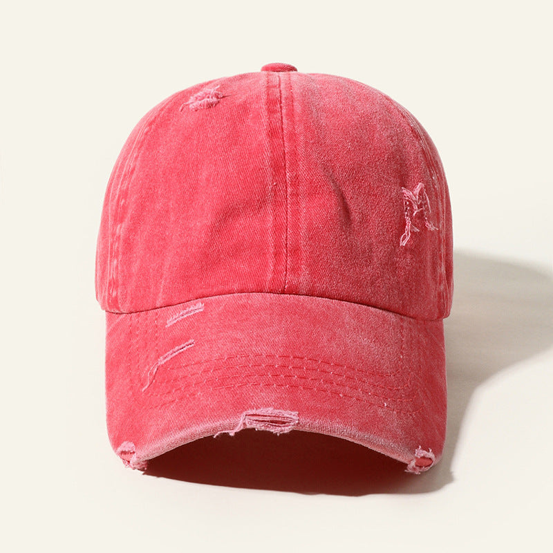 Candy Color Baseball Cap, Retro Washable Hole Cap, Personality Cross Decoration Cap  (Available)