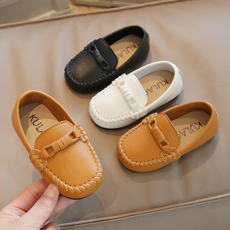 Korean Style Casual Children Gommino Soft Bottom Slip On Baby Shoes Boys' Leather Shoes Slip-on (Available)