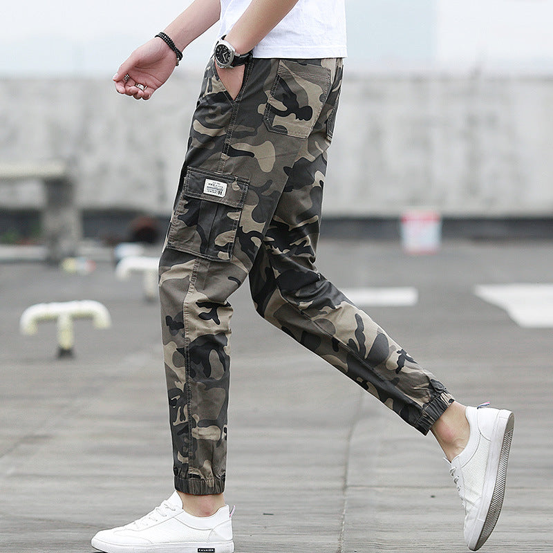 Camouflage tooling multi-pocket pants feet feet pants pants nine pants (Available)