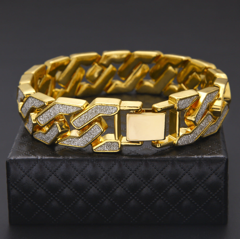 Luxury Hip-hop style Geometric Stars Sparkling Gitter Pink Men's Bracelet (Available)