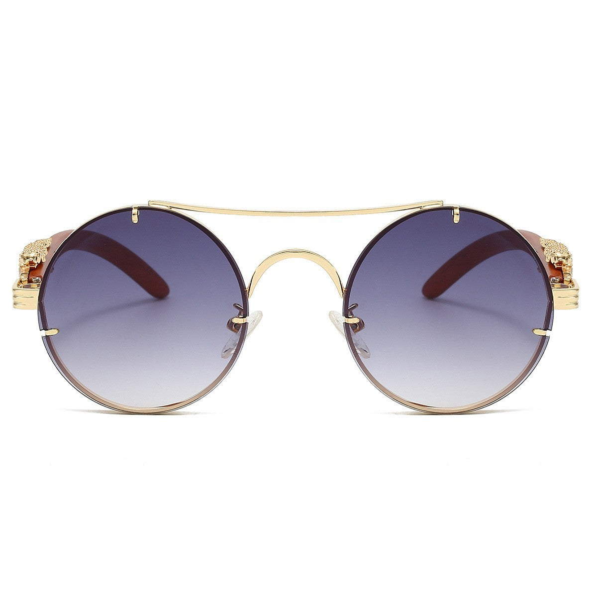 Retro Double Beam Leopard Head Sunglasses