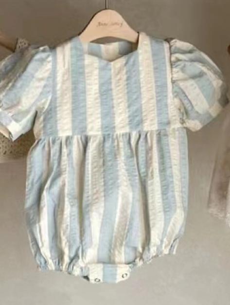 Summer Striped Thin Round Neck Climbing Suit