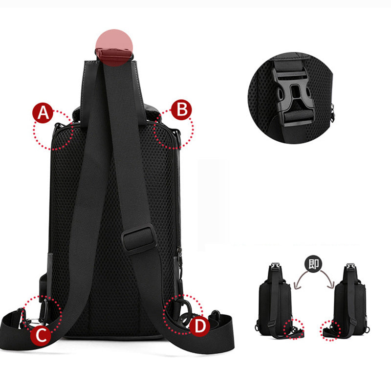 Multifunction Bags For Men Nylon Backpack Crossbody Shoulder Bag With USB Charging Port Chest Bags Pack   (Available)