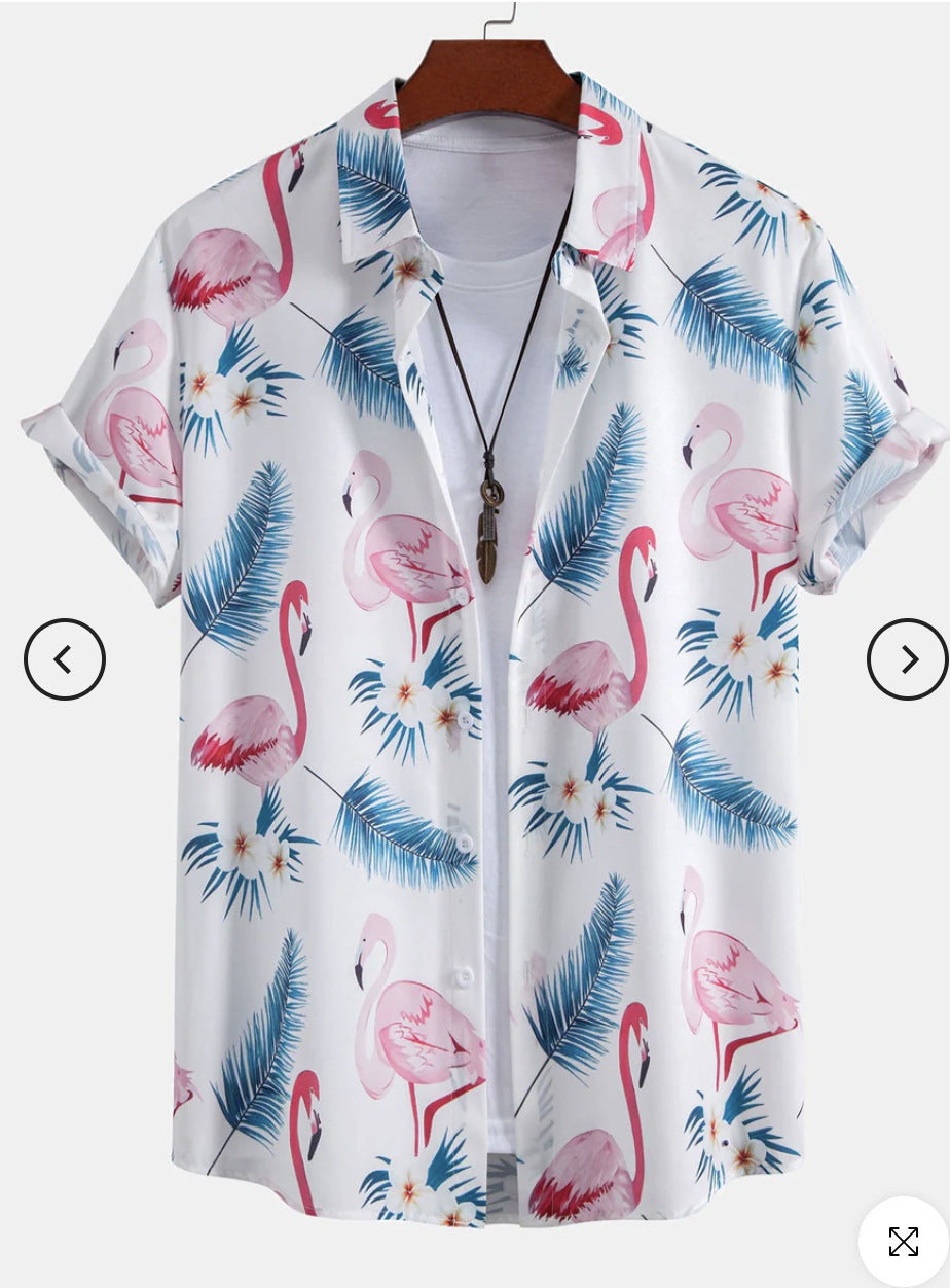 Fashion Men's Art Printed Short Sleeve Shirt   (Available)