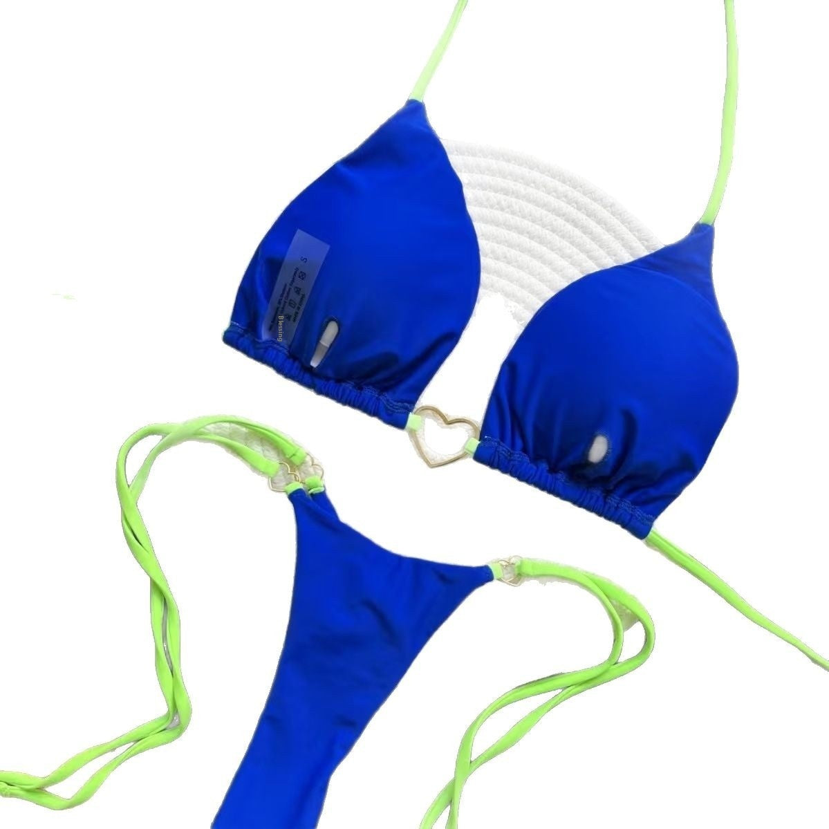New Nylon Solid Color Love Bikini Suit