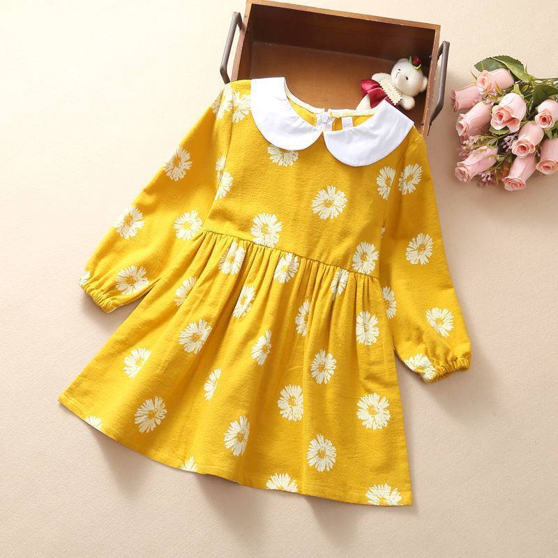 Girls Doll Collar Plaid Princess Dress