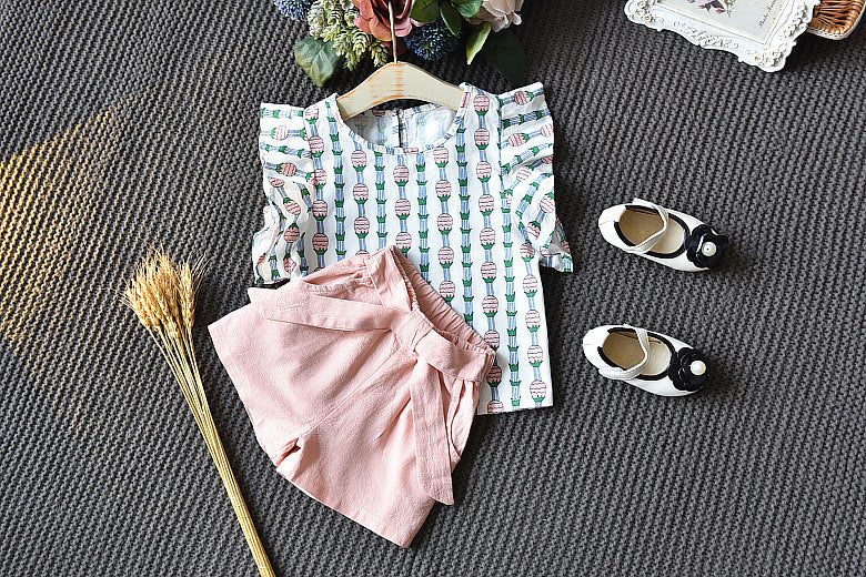 Pineapple Flying Sleeve Shorts Set