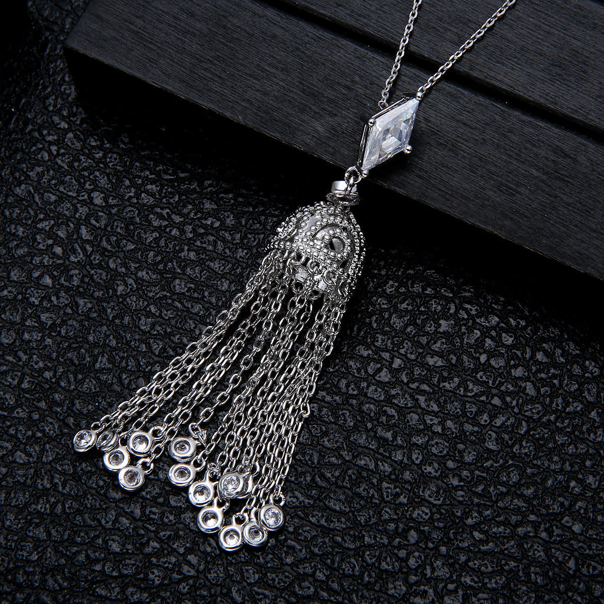 Hollow Earrings Geometric Diamond Necklace Set