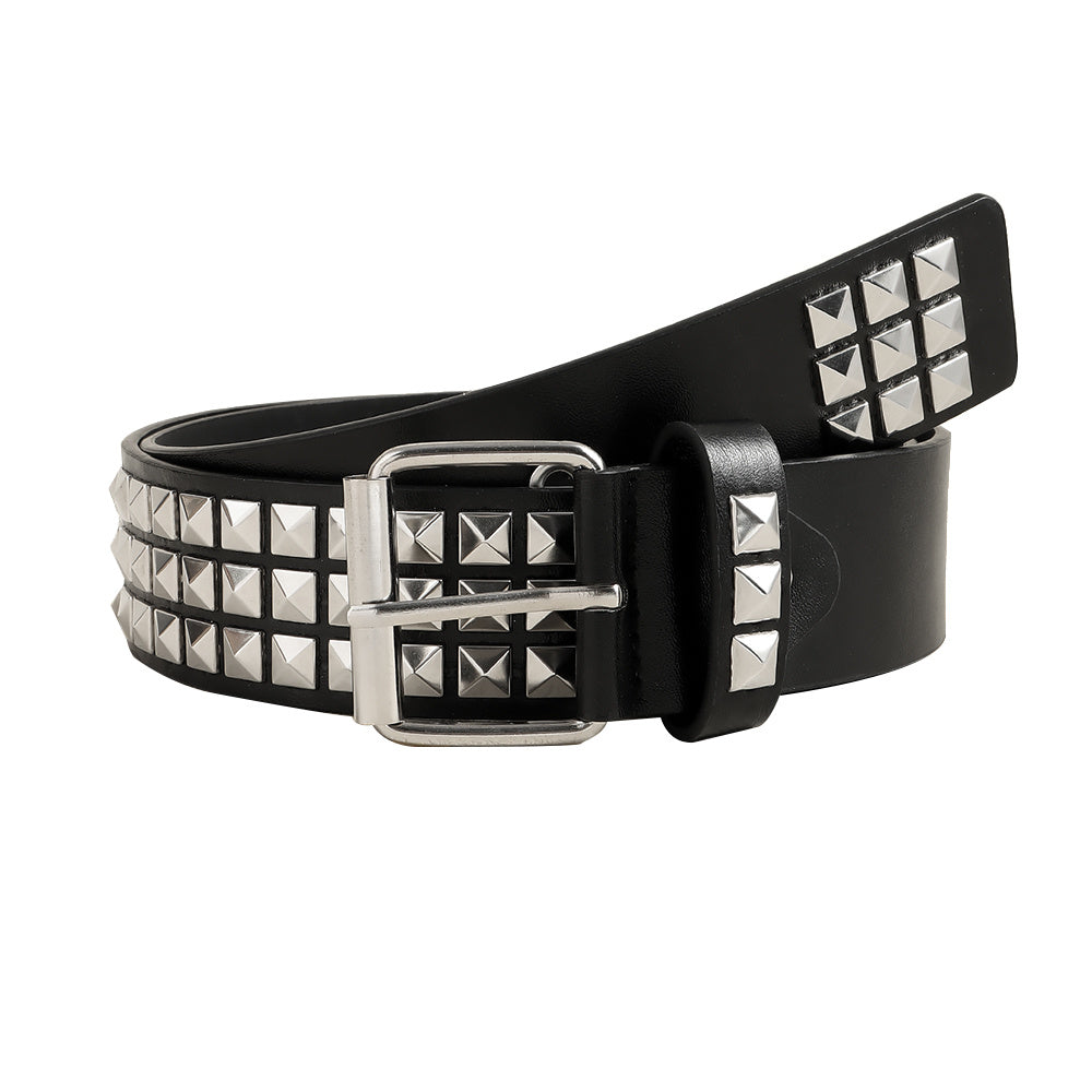 Rivet Belt Rock Trend Punk Bullet Black Belt Men And Women Personality Fashion Hip-hop Accessories (Available)