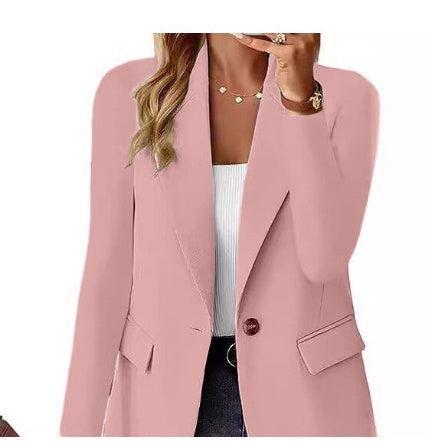 Ins Lapel Button Jacket Fashion Commuter Casual Suit Jacket Women's Long-sleeved Tops Outwear Clothing (Available)