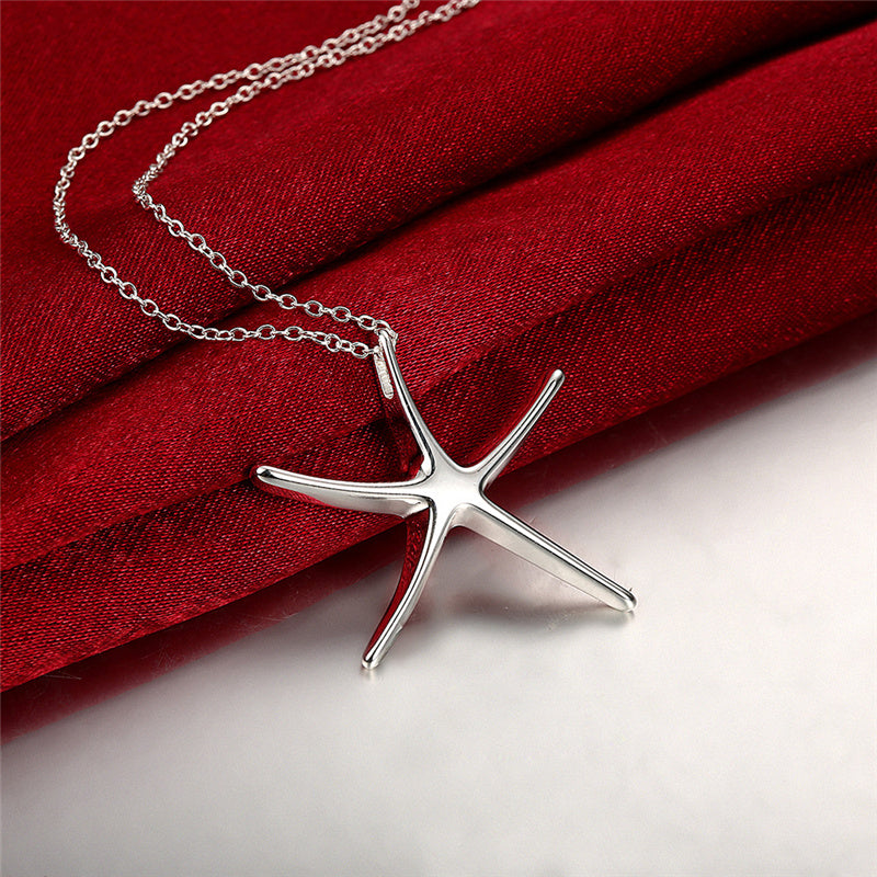 Silver-plated Starfish Necklace And Earrings Set
