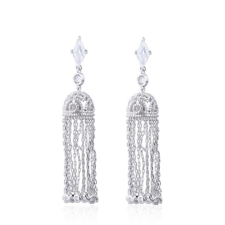 Hollow Earrings Geometric Diamond Necklace Set