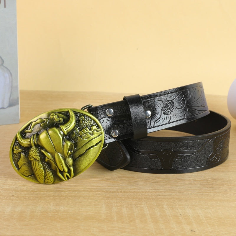 Belt Cow Head Buckle Men (Available)