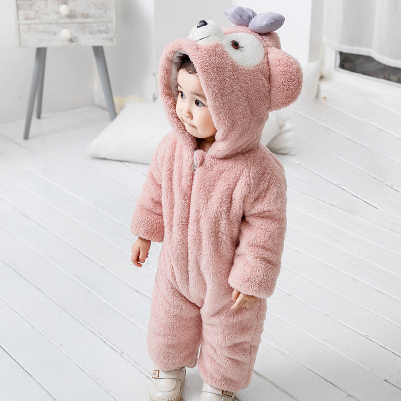 Baby Winter romper clothes Cartoon animals cute baby warm romper (Available)