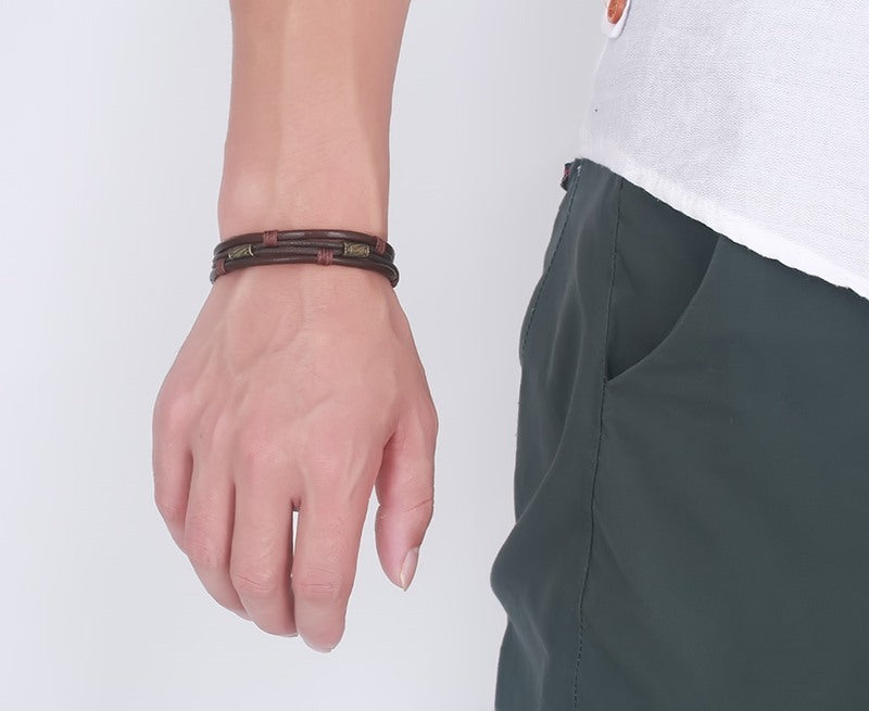 Retro Men's Braided Leather Bracelet (Available)