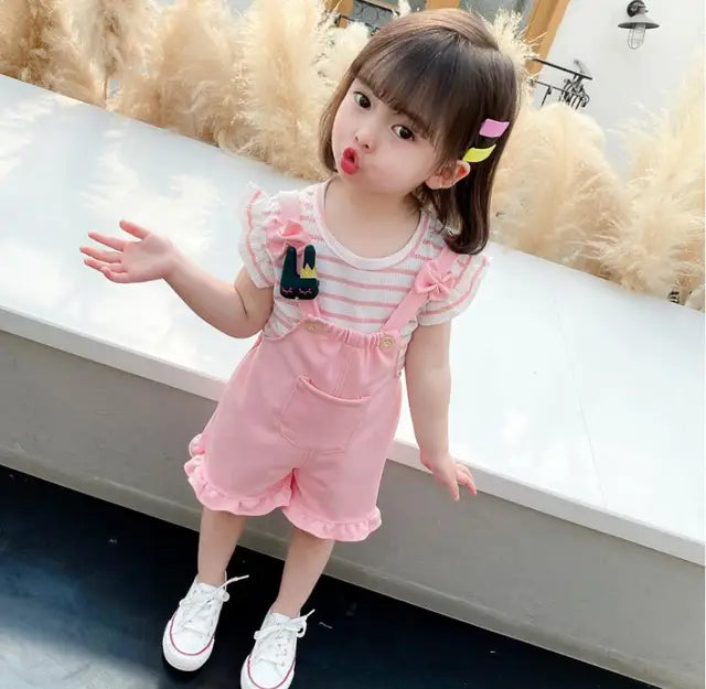BibiCola Summer Girl Clothes Set Children Fashion Tops+Shorts 2PCS Tracksuit For Girls Kids Birthdys Clothing Suit Outfits (Available)