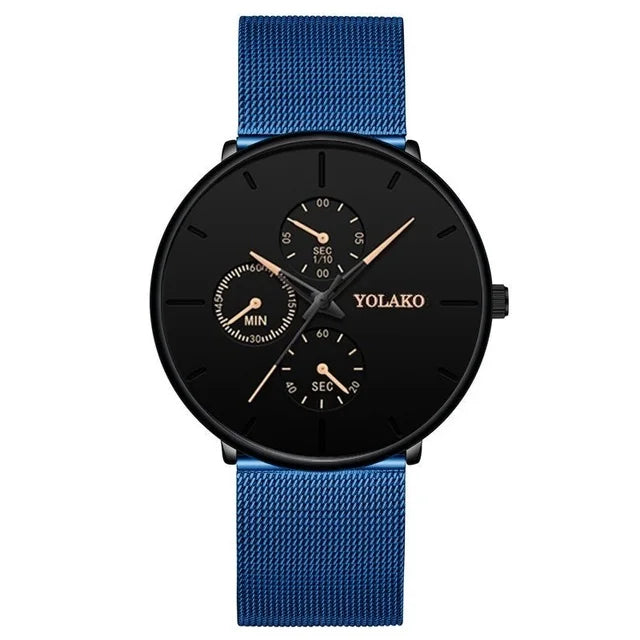 Mens Luxury Watches for Men Business Casual Ultra Thin Clock Male Stainless Steel Mesh Belt Quartz Watch relogio masculino