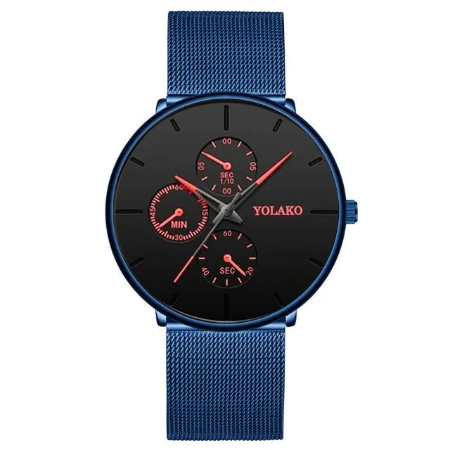 Mens Luxury Watches for Men Business Casual Ultra Thin Clock Male Stainless Steel Mesh Belt Quartz Watch relogio masculino