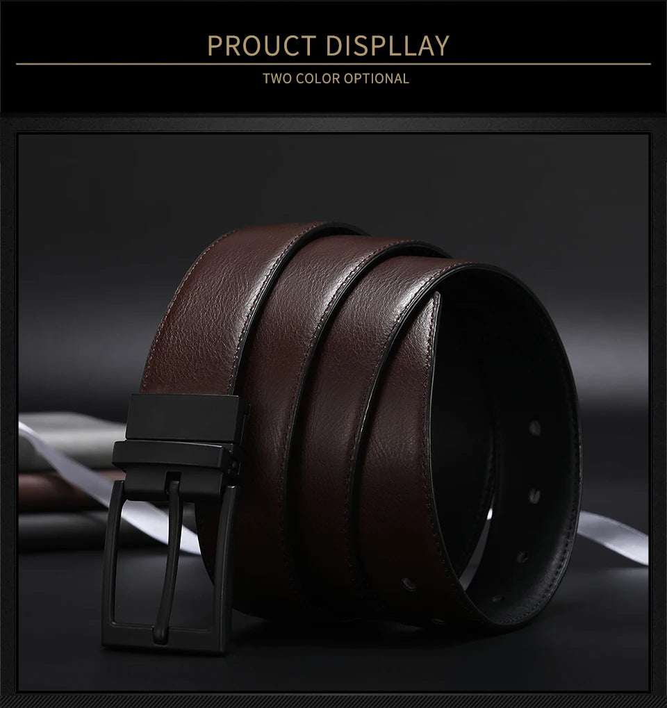 Men Belt Business Dress Belts for Men  Genuine Leather Belt Reversible Buckle Brown and Black Fashion Work Casual HQ111