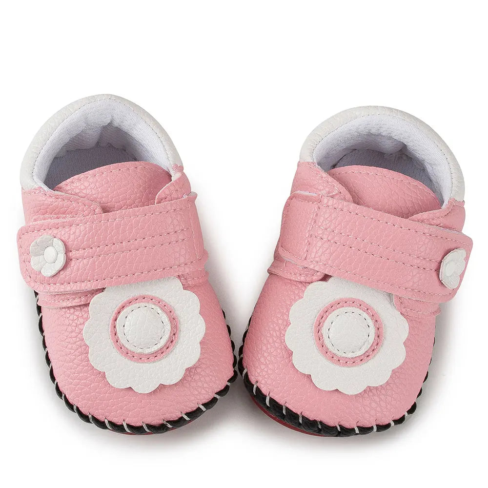 Baby Shoes Boy Girl Shoes Flower Newbron Toddler Infant PU Bowknot Princess Non-slip Rubber Soft Soled Shoes First Walkers