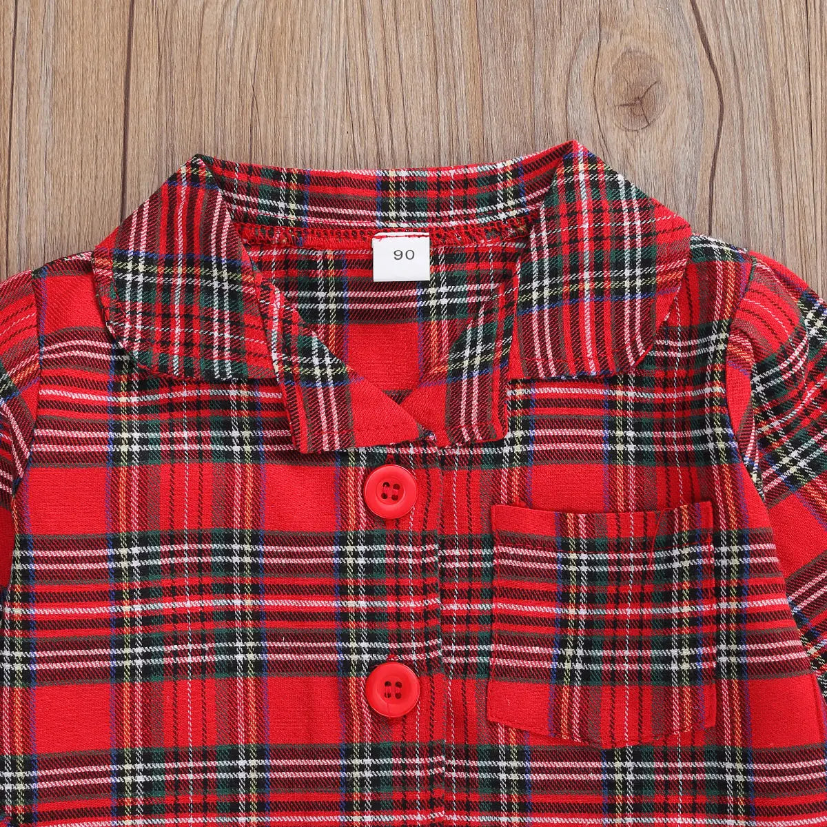 Girls Boys Plaid Homewear Set Long Sleeve Single Breasted Lapel Shirt Elastic Waist Long Pants Kids Autumn Pajamas Outfits