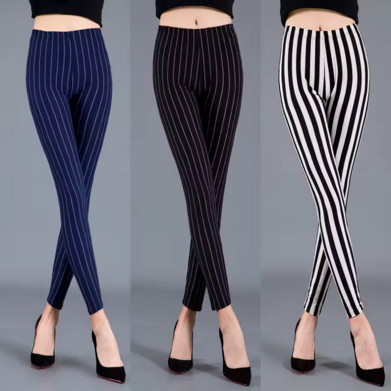 Women Plaid Leggings Fashion Print Fitness Houndstooth Floral Stripe Dot Leopard Pure Black Pants High Waist Trousers (Available)