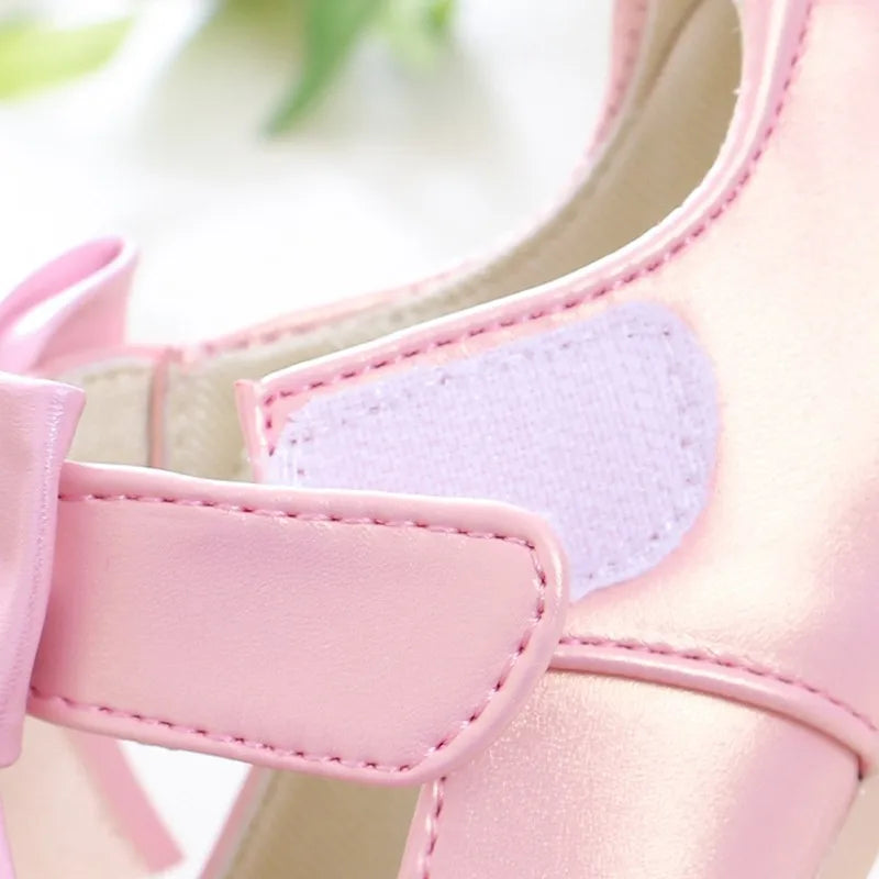 Girls Princess Shoes Shallow Bowknot Metallic Color Fashion Sweet Girl's Mary Janes Shoes Light Non-slip 26-36 Kids Ballet Flats