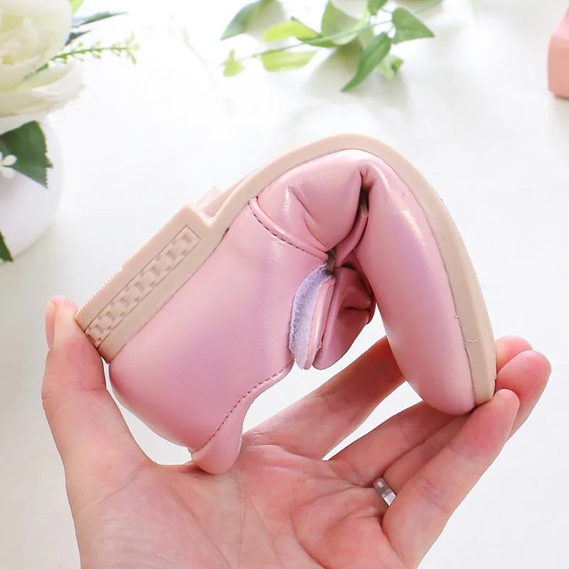 Girls Princess Shoes Shallow Bowknot Metallic Color Fashion Sweet Girl's Mary Janes Shoes Light Non-slip 26-36 Kids Ballet Flats
