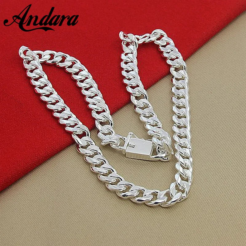 High Quality 10MM 20''24'' 50cm 60cm Men Necklace 925 Silver Link Chain Necklaces For Male Jewelry Party Gift