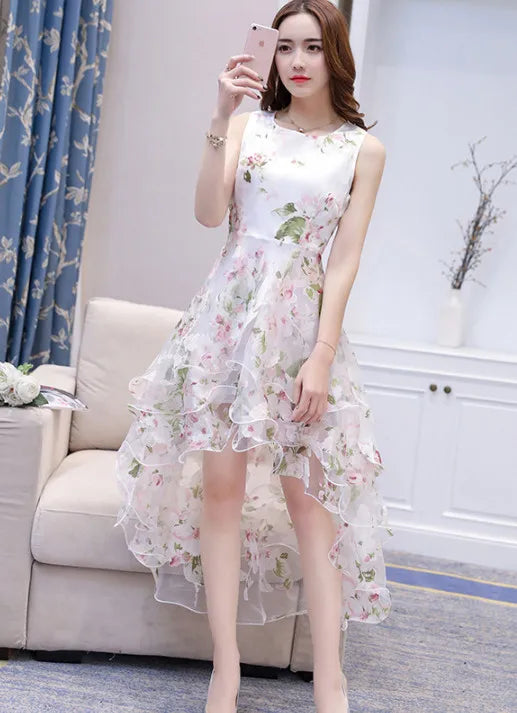 Long Boho Dress Women Printing Floral Flower Prom Bohemia Beach Irregular