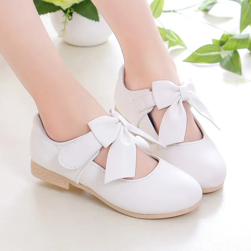 Girls Princess Shoes Shallow Bowknot Metallic Color Fashion Sweet Girl's Mary Janes Shoes Light Non-slip 26-36 Kids Ballet Flats
