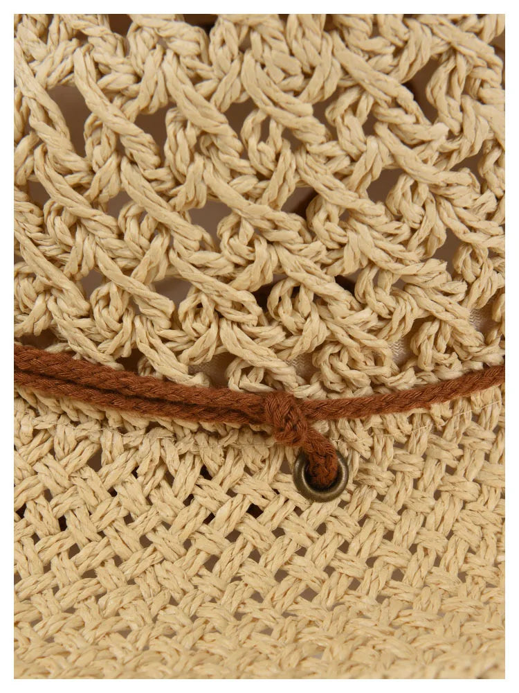 Panama Hat Summer Sun Hats for Women Man Hollow Out Beach Straw Hat for Men UV Protection Cap Chapeau Femme Women's Cowboy Hat