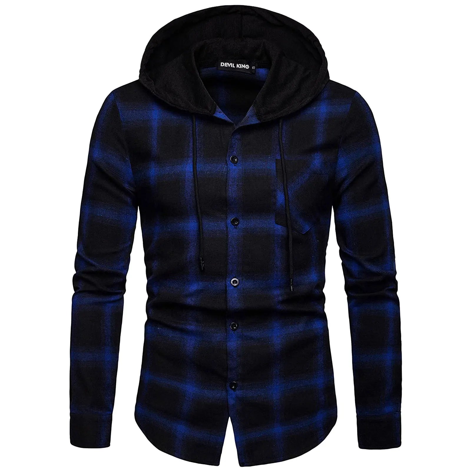 Men's Shirts Autumn Fashion Casual Plaid Shirts Long Sleeve Cotton high quality Pullover Hooded Shirt Winter Mens Top Blouse