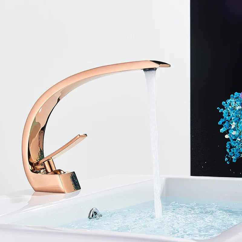 Luxury Brass Basin Faucet Deck Mounted Black Hot Cold Water Bathroom Basin Wash Mixer Tap Single Hole For Bathroom