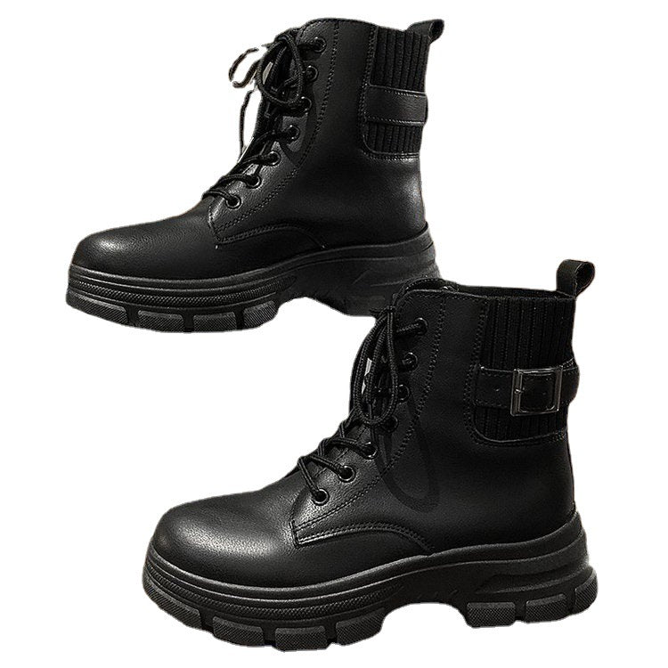 Korean Style Student Fashion New Platform Inner Height Increase High-top Shoes[available]