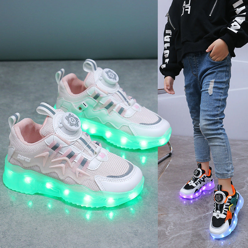 Rotating Button Charging Colorful Light Shoes Sports Light Up Shoes (Available)