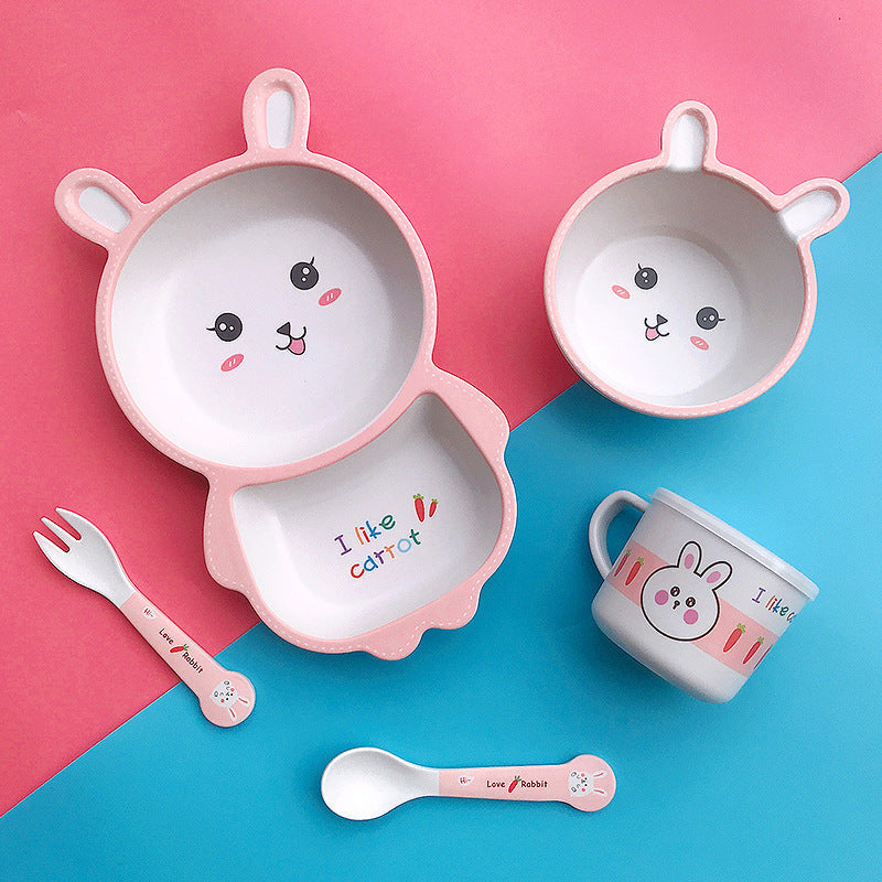 Baby feeding bowl with Bamboo Fiber spoon and Bamboo Fiber straw (Available)
