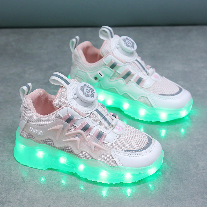 Rotating Button Charging Colorful Light Shoes Sports Light Up Shoes (Available)