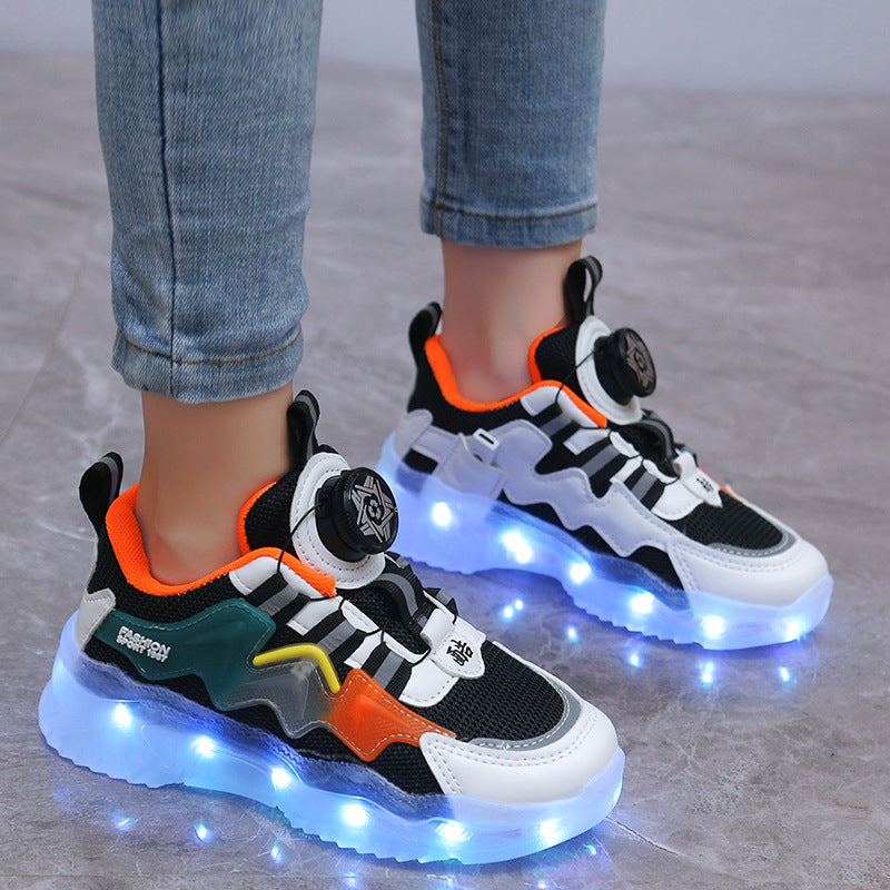 Rotating Button Charging Colorful Light Shoes Sports Light Up Shoes (Available)