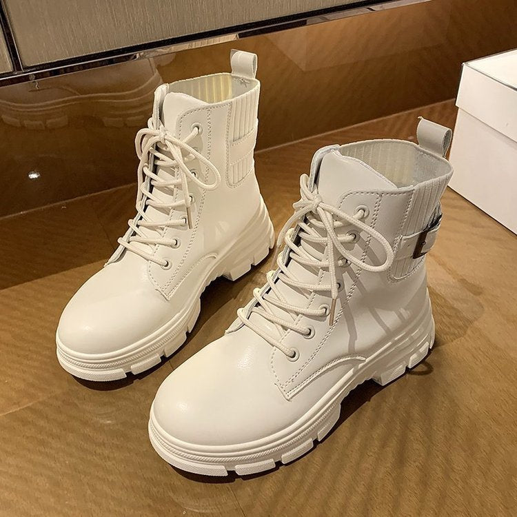 Korean Style Student Fashion New Platform Inner Height Increase High-top Shoes[available]