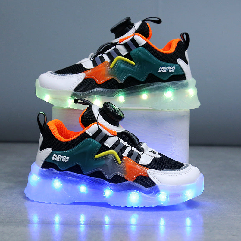 Rotating Button Charging Colorful Light Shoes Sports Light Up Shoes (Available)