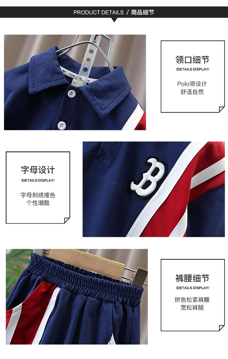 Summer Baby Boys Clothes Suits Kids Patchwork POLO Shirts and Shorts 2pcs Suit Children Short Sleeve Tracksuits Boys Sports Set