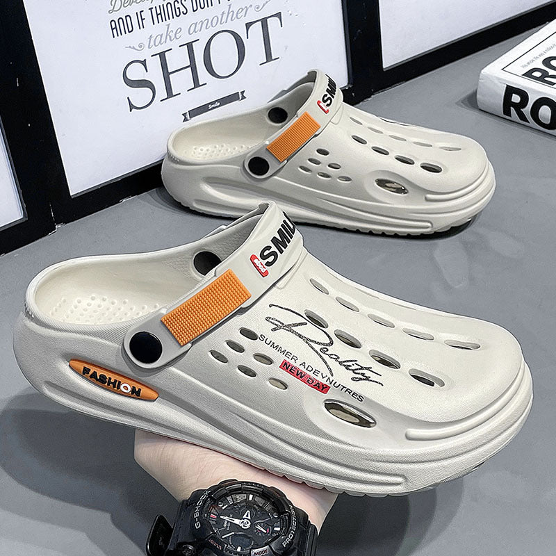 Summer Thick Bottom Shit Feeling Plus Size Closed-toe Slippers Men