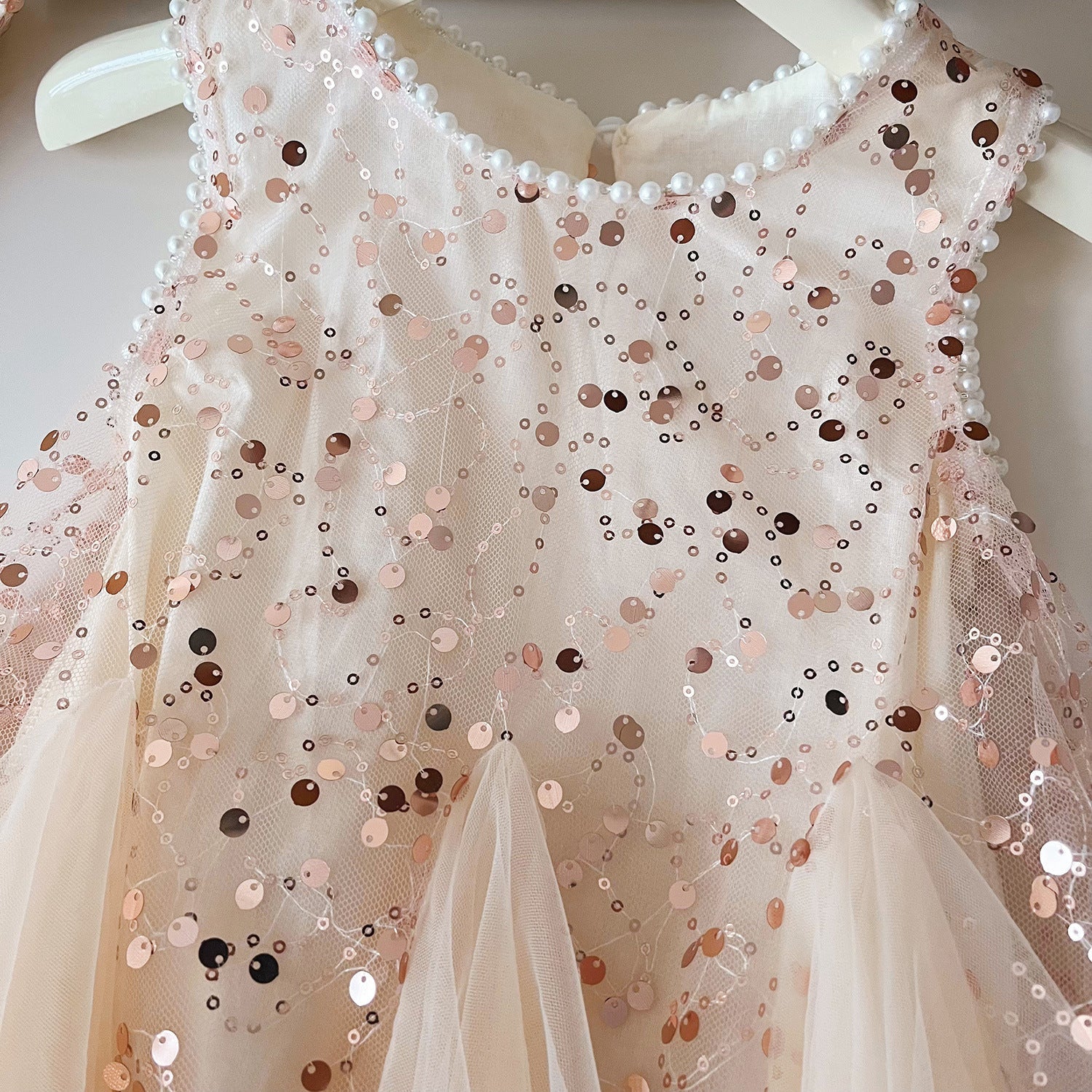 Summer New Korean Girls Beaded Sleeveless Dress Girls Sequined Mesh Princess Dress