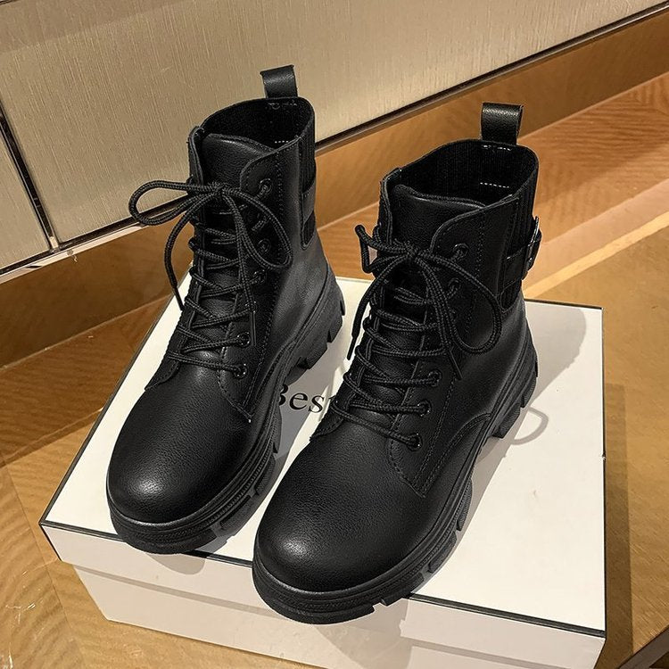 Korean Style Student Fashion New Platform Inner Height Increase High-top Shoes[available]